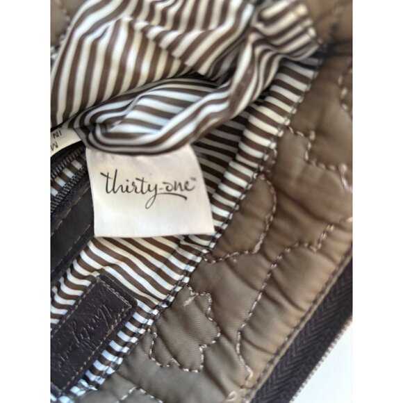 Thirty-One Brown Quilted Crossbody Bag W Adjustable Strap & Front Zipper Pocket - Picture 13 of 16